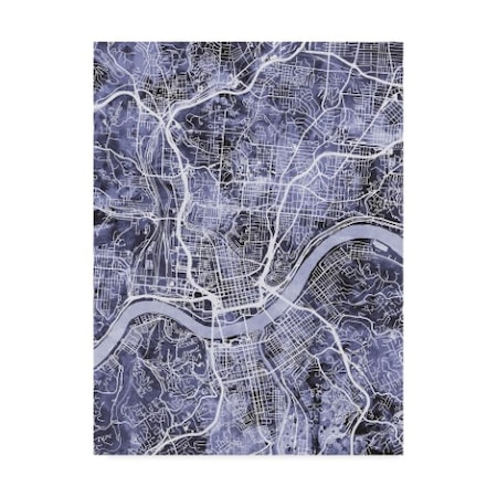 Michael Tompsett 'Cincinnati Ohio City Map Blue' Canvas Art,24x32